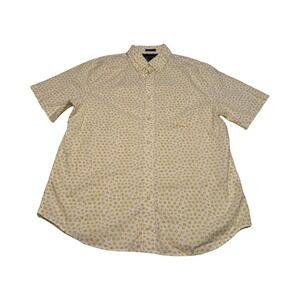 Banana Republic Mens L Short Sleeve Floral Button Down Shirt Standard Fit Yellow